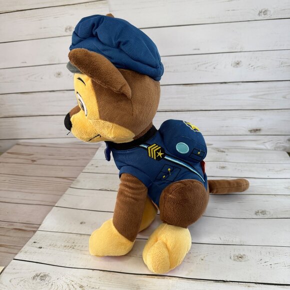 Paw Patrol Chase Plush Stuffed Animal Toy Dog 16" Brown Blue Hat Backpack Outfit - Picture 6 of 14